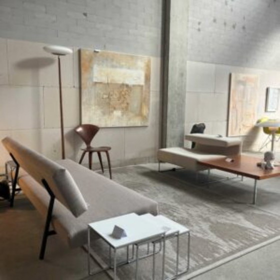 Image 1 of Martin Visser sofa bed model BR02. Reupholstered in a brown-beige fabric.