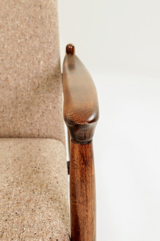 Image 1 of Pair Vintage Armchairs by Edmund Homa GFM 64, Tweed Upholstery, Poland, 1960s Refurbished MCM Design