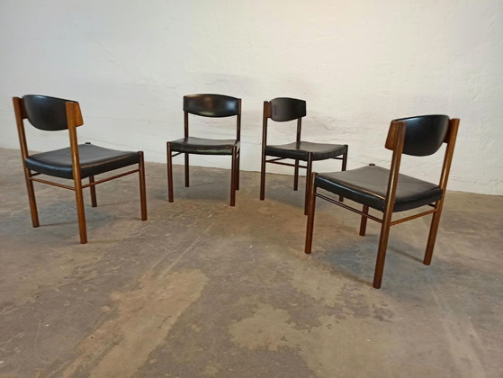 Mesa de comedor Mid-century y 4 sillas, Conjuntos de comedor, Skai, Madera, Negro (foto 5 de 15)