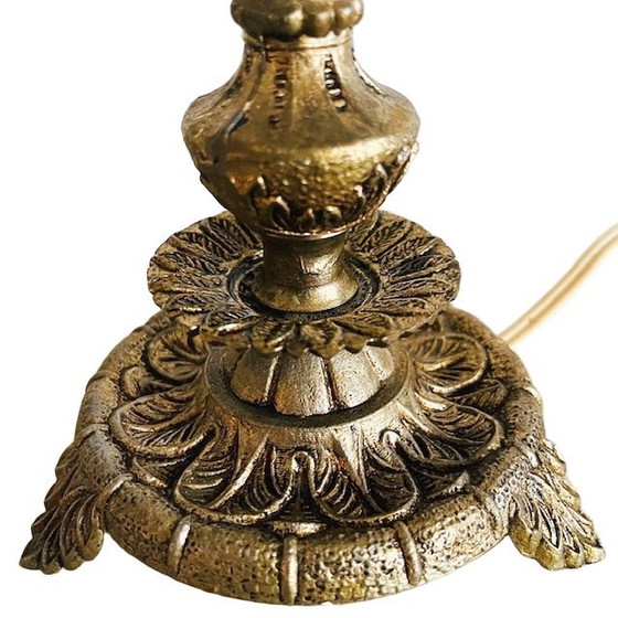 Image 1 of Vintage Portuguese baroque brass lamp base acanthus 1940s