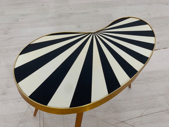 Image 1 of Mid - Century kidney-shaped side table Flower table Shelf VINTAGE