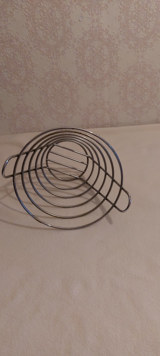 Image 1 of Vintage Chrome Fruit Bowl Wire Basket