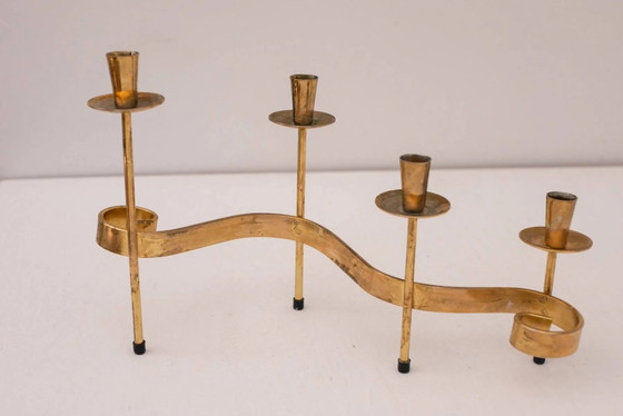 Image 1 of Chandeliers en métal de style moderne du milieu du siècle, conçus par Gunnar Ander pour Ystad-Metall, Suède, années 1960