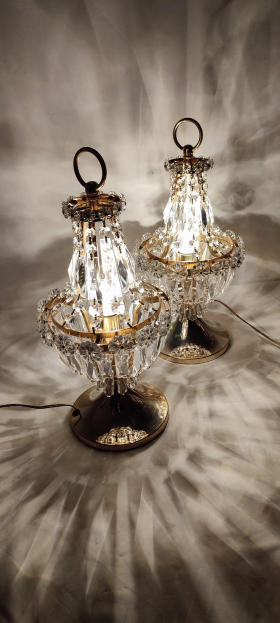 Image 1 of Paire de lampes de table en cristal (Espagne, années 1980)