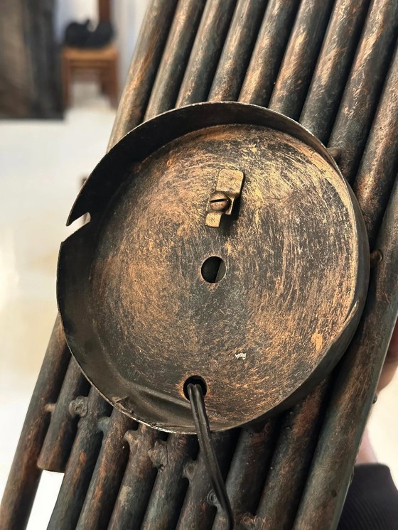 Image 1 of Set di tre applique brutaliste in acciaio e vetro testurizzato, Italia anni '70