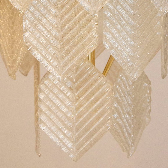 Image 1 of Lampadario in vetro di Murano con foglie esagonali, Italia, anni '60