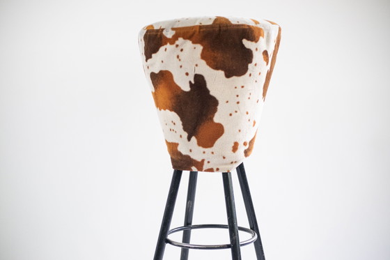 Image 1 of Set of 3 vintage stools - industrial meets animal pattern