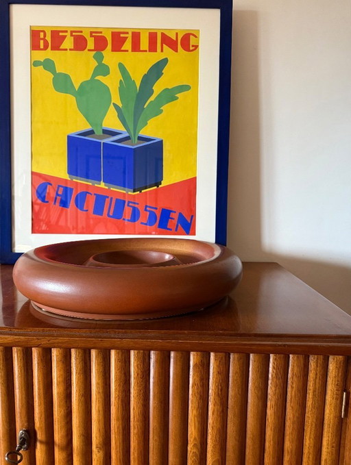 Gran centro de mesa de cerámica marrón de mediados de siglo, Franco Bucci, Italia, década de 1970