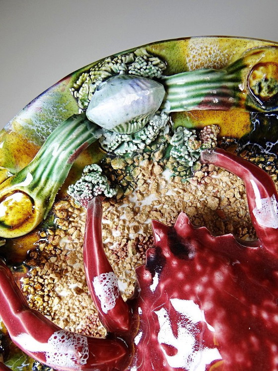 Image 1 of Trompe-l’oeil crab slushie plate Caldas da Rainha Portugal vintage