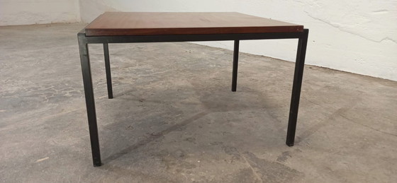 Image 1 of Vintage teak and black metal frame coffee table 