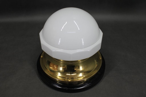 1920s Secession Brass and Glass Table Lamp, Czechoslovakia