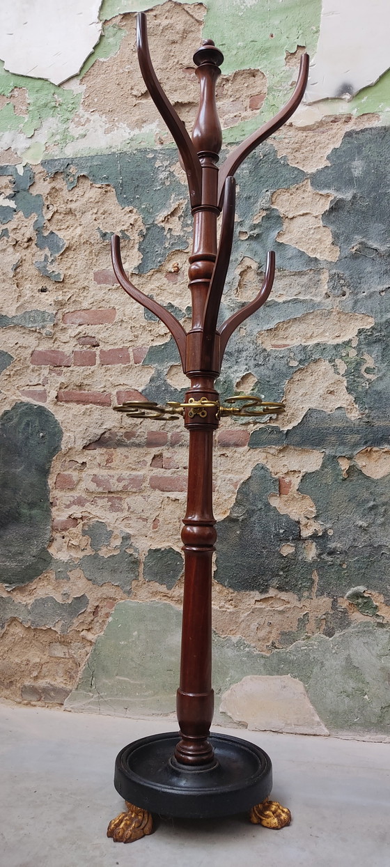 Porte-manteau/penderie victorien anglais ancien en acajou (vers 1850) – Portemanteaux, Wood, Brass (photo 7 of 15)