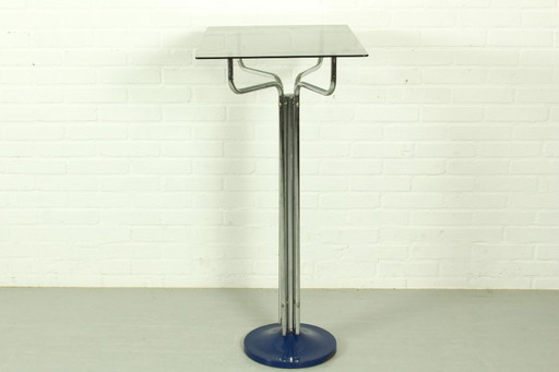Vintage Chrome Plated Console Table with Glass Top – 1970s Modernist Design