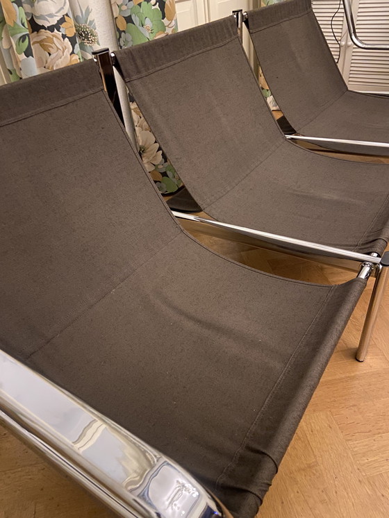 Image 1 of Banco cromado de mediados de siglo - tres plazas