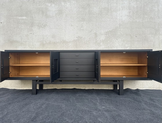 Image 1 of XL design black stained oak brutalist sideboard - De Coene