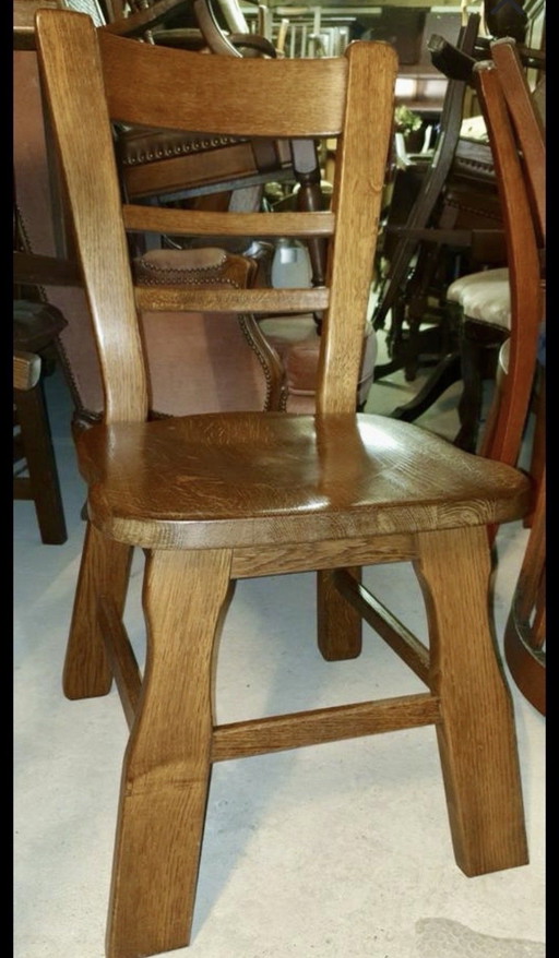 6 brutalista eiken eetkamer stoelen 