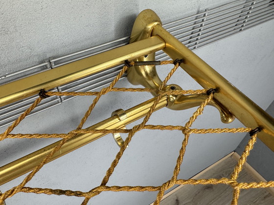Image 1 of Vintage metalen wandkapstok met touw