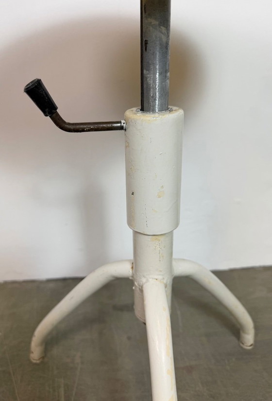 Image 1 of White Industrial Iron Height Adjustable Stool, 1960s