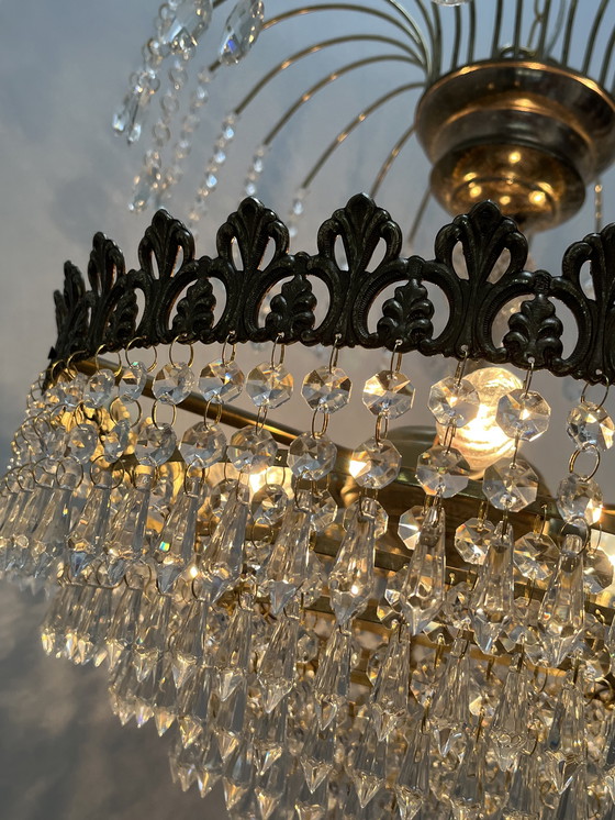 Image 1 of 2 Pieces ! Vintage Art Nouveau Style Crystal Chandeliers