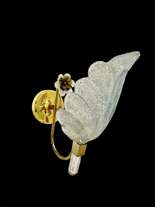 Lámparas de pared Barovier &amp; Toso, par de cristales de Murano azul, Italia, 1970