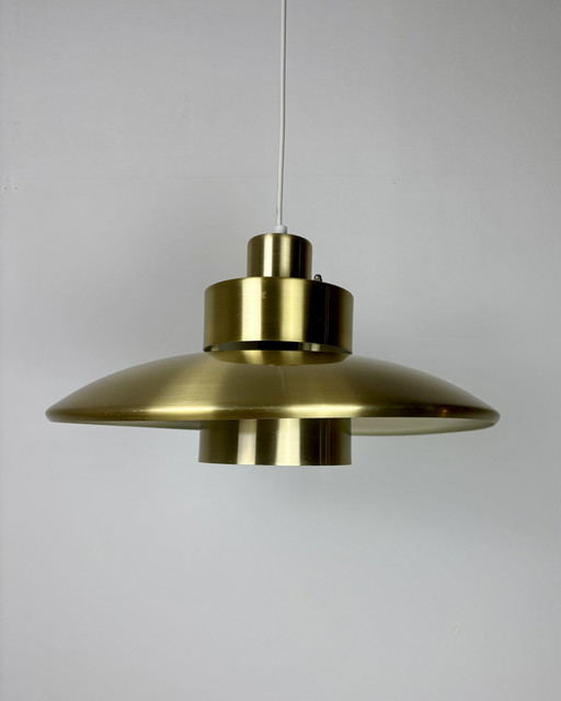 Danish Modern Brass Pendant Lamp, Sputnik Design, Space Age, 70s, Industrial Design, Minimalist, 1970s, UFO