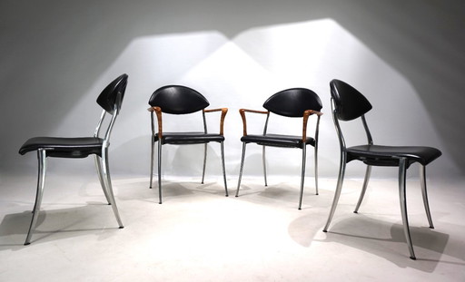 Set of four Coro dining chairs by Luigi Origlia, 1980