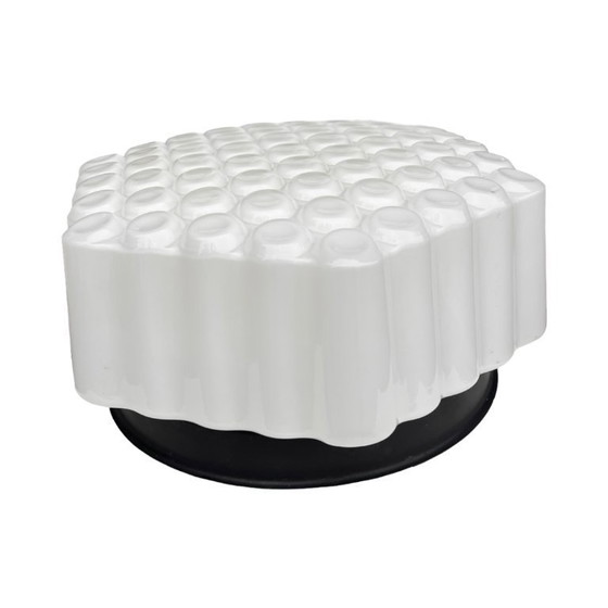 Image 1 of Large hexagonal three-dimensional milky white Honeycomb wall lamp ceiling lamp Czechoslovakia Kamenický Šenov 1960s