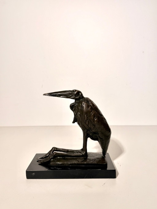 Bronzen beeld van een Bugatti-vogel – beeldhouwkunst, Wood