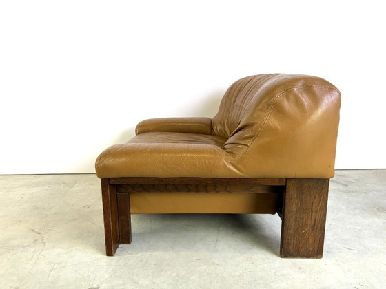 Brutalistischer Ledersessel, 1960er Jahre – Holz (photo 3 of 11)