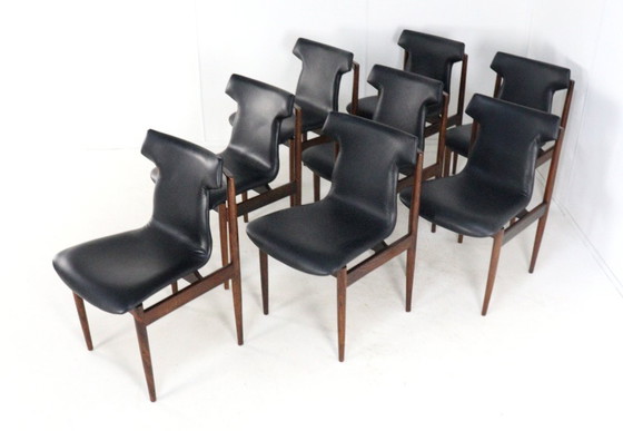 Image 1 of Set di 8 sedie Inger Klingenberg per Fristho Franeker rivestite vintage