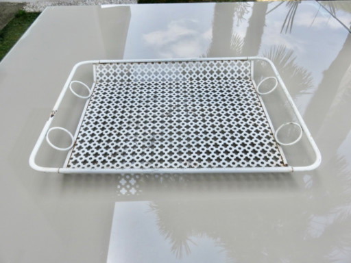 Mathieu Mategot perforated metal tray with clover design, circa 1950, France