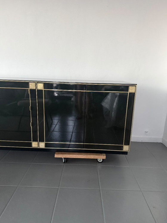 Pierre Cardin Sideboard With Brass Black Lacquered Shell Inlays, 1980 – Wood (photo 59 of 64)