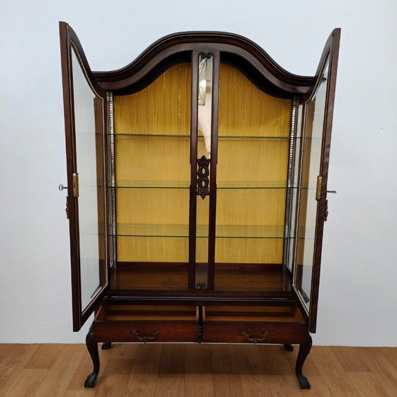 Image 1 of Vitrine, buffet, vaisselier, meuble mural de style Chippendale vintage