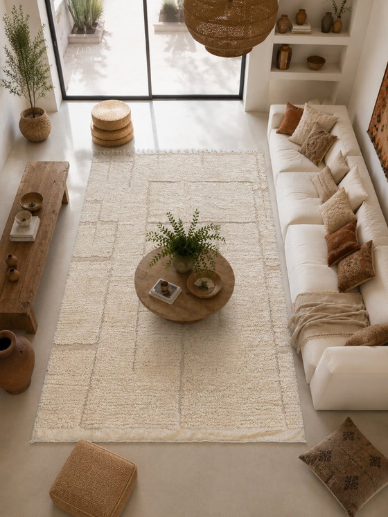 Marokkaans Berber Vloerkleed ecru wol – Handgemaakt – 161 × 258 cm – Vloerkleden en tapijten, Wool (photo 3 of 5)