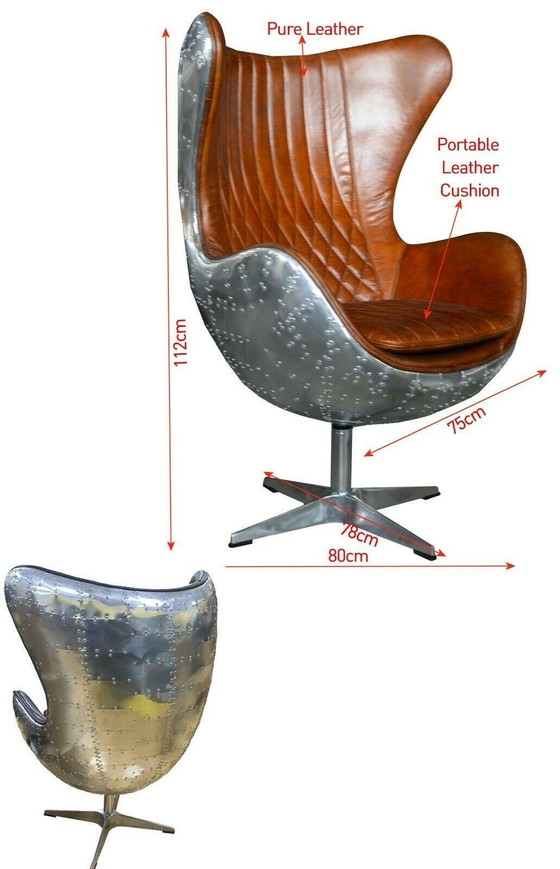 Image 1 of Aviator egg chair aluminium cognac leather origineel