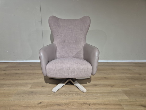 Image 1 of Fauteuil relax réglable Ashley - Rose ancien - Cuir taupe