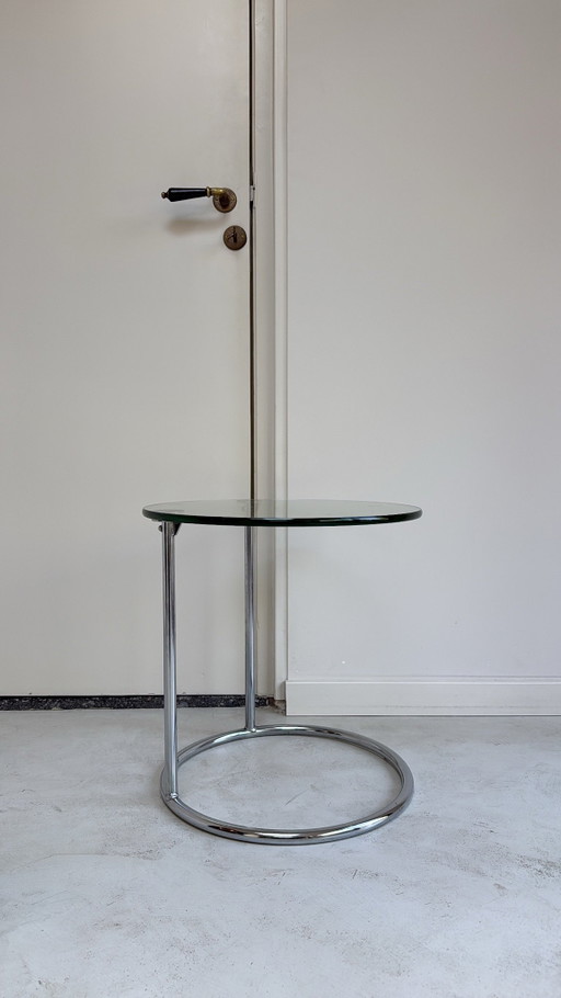 Table basse / Table d'appoint vintage en chrome avec verre de GEBRA