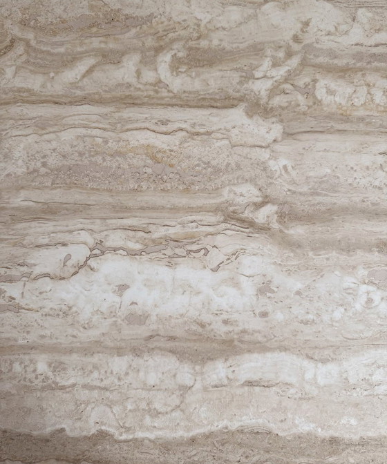 Image 1 of Solid travertine table sculptural vintage eye-catcher