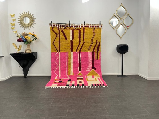 Image 1 of Alfombra de lana de estilo bohemio marroquí - 229 cm x 158 cm