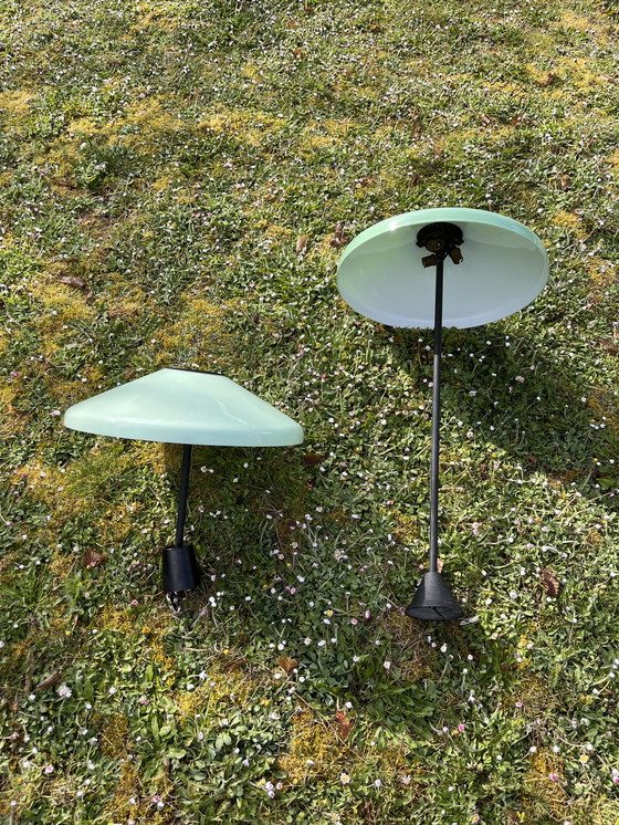 Image 1 of Paar Pendelleuchten aus Opalin Art Deco 1940