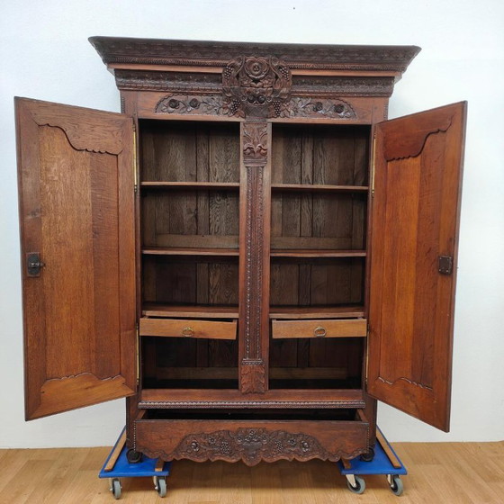Antique cabinet, bridal cabinet, wardrobe, wall cabinet, display cabinet, Wood, Brass, Brown, Vintage (photo 2 of 12)