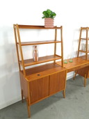 Teak veneer double cabinet with desk from Sweden