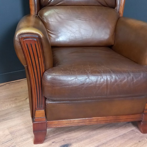 Image 1 of Elegant Art Deco Armchair in Sheepskin - Timeless and Luxurious Seating Comfort