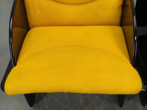 Image 1 of Par de sillones italianos de estilo era espacial, lacados en negro, década de 1970.