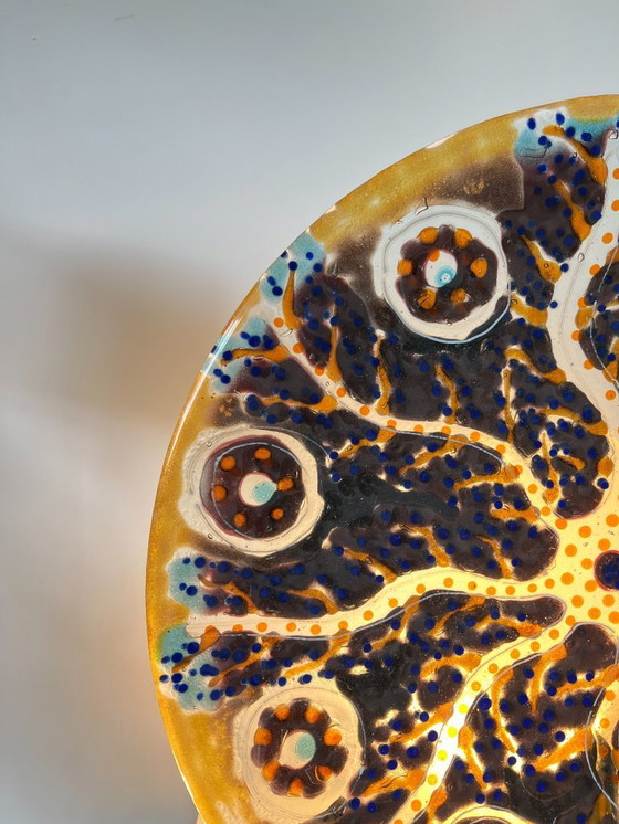 Image 1 of Gran cuenco escultórico de vidrio fundido hecho a mano – pieza única de arte contemporáneo – Ø 53,5 cm