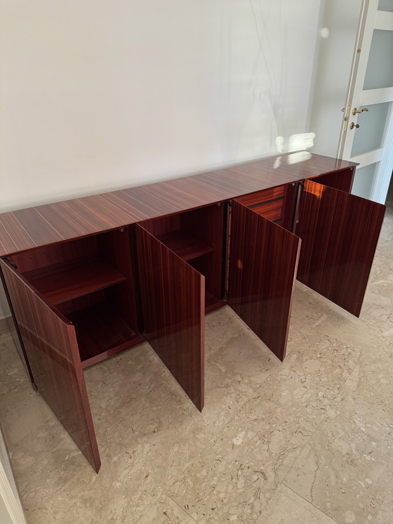 Image 1 of Monumental Rosewood Sideboard Zebrawood Lacquered Mid-Century Design 1970