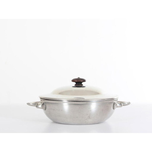 Pot vintage en métal argenté avec couvercle par Just Andersen, 1930