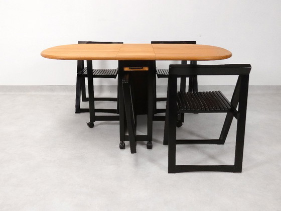 Image 1 of  4 Trieste folding chairs with storrage table - Aldo Jacober for A. Bazzani 