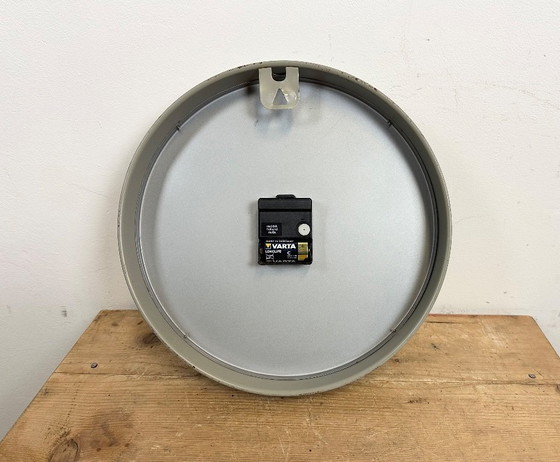 Image 1 of Grey Industrial Station Wall Clock from Nedklok, 1960