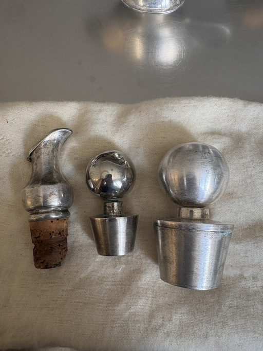Set aus 3 antiken Flaschenverschlüssen aus Silber – tafelaccessoires, Silver, Cork